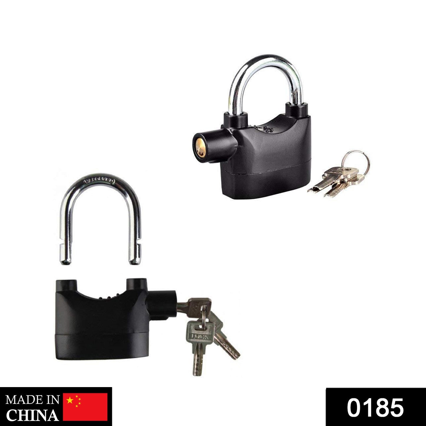 Heavy-duty security padlock with alarm for theft protection