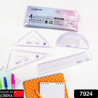 Stationery set with multiple rulers for precise measurements and drafting.