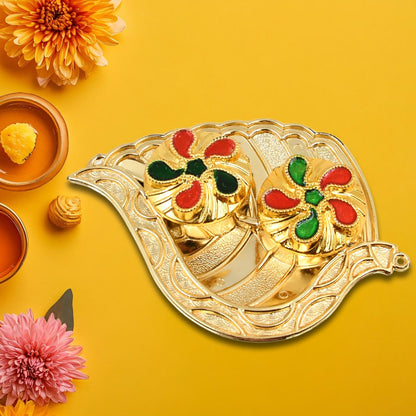 Leaf Shape Special Puja Thali (1 Pc / Mix Design)