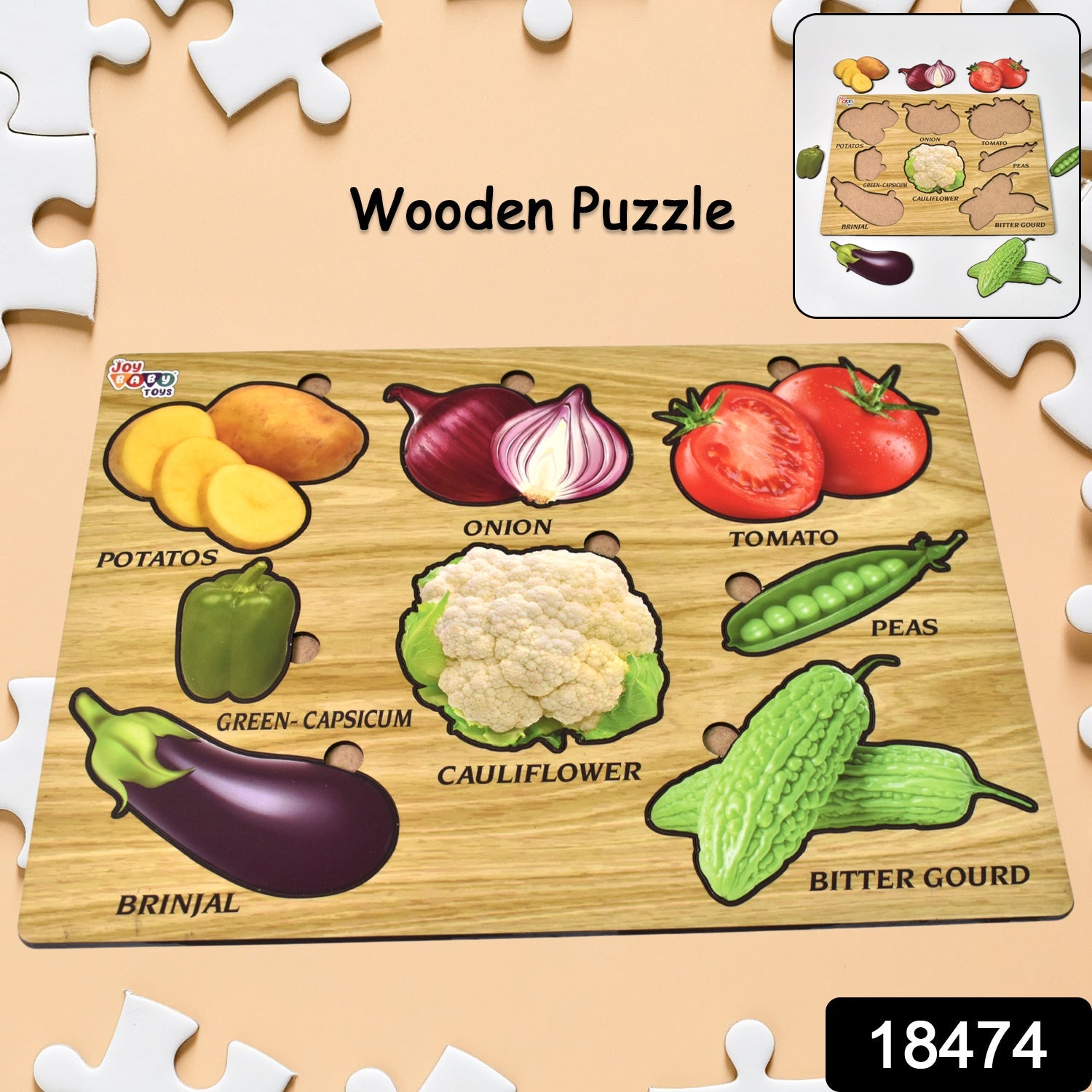 Coogam Wooden Vegetable Educational Puzzle