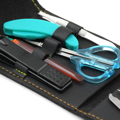 Nail clipper set with various grooming tools in a stylish case