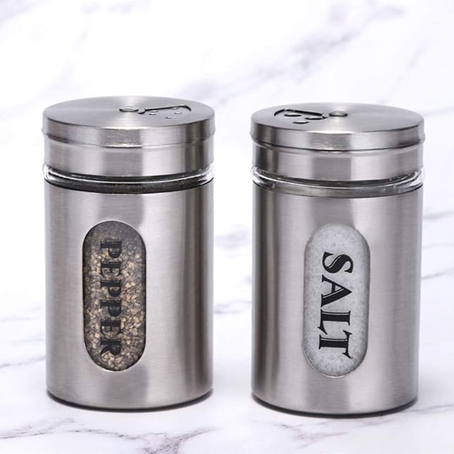 Multi-purpose Seasoning Bottle, Salt and Pepper Shakers Stainless Steel and Glass Set with Adjustable Pour Holes For Home Cooking Picnic, Camping Ration Salt Shakers (1 Pc)