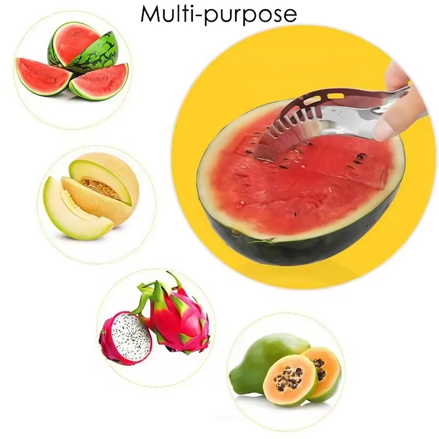 3in1 Stainless Steel Watermelon Cantaloupe Slicer Knife, Corer Fruit, Vegetable Tools Kitchen (1 Pc)