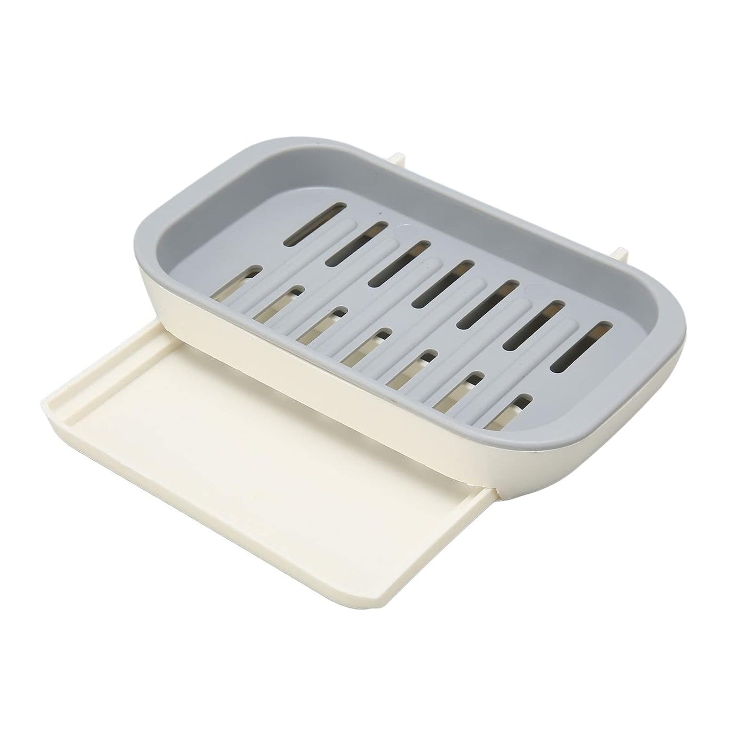 Soap dish container with drainage, adhesive soap holder tray