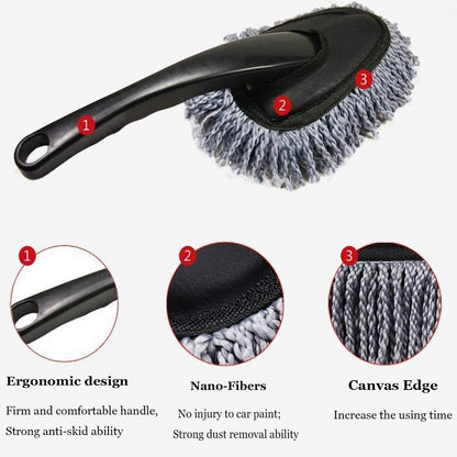 Dust mop brush for car cleaning, microfiber, for windows and exterior.