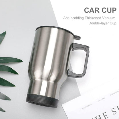 Stainless Steel Vacuum Glass Insulated Glass Coffee Cups Double Walled Travel Mug, Car Coffee Mug (With Lid & Handle / 1 pc)