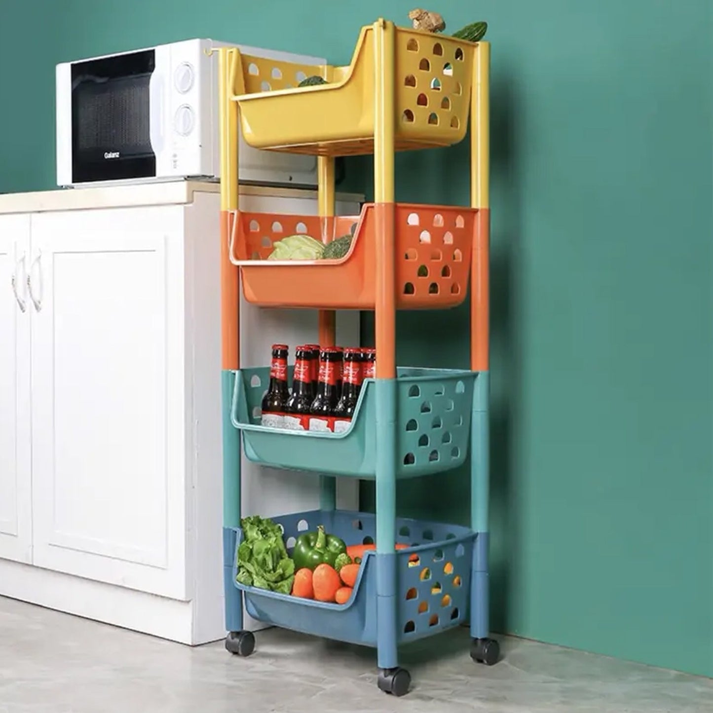 Plastic storage rack for kitchen