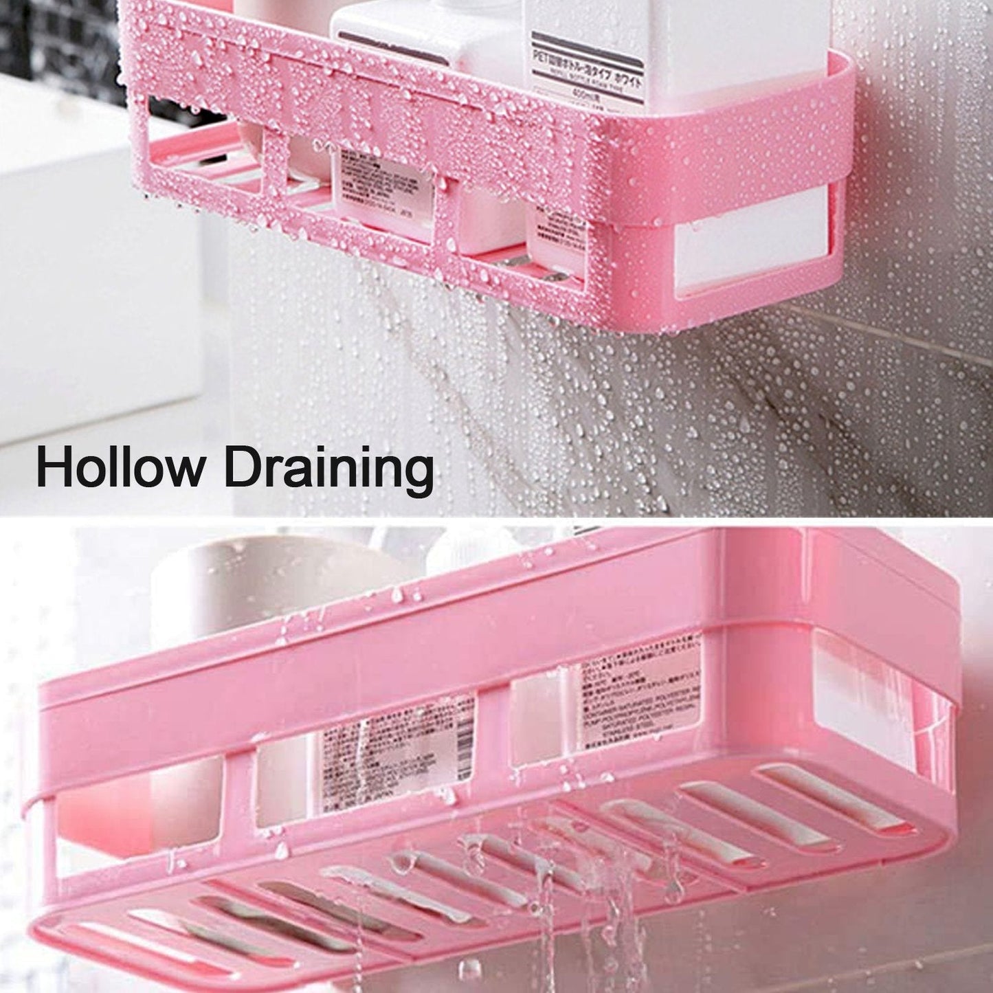 Shower shelf with suction cup, plastic corner rack