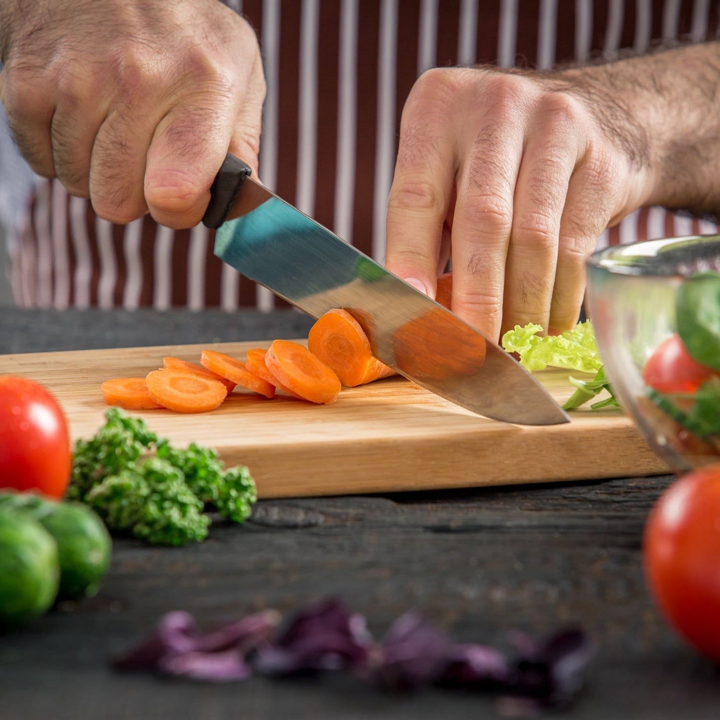 Chopping board on countertop