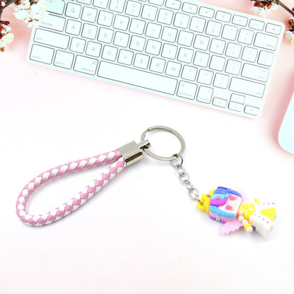 Cute Keychain With Card Gift - Keychain Accessories Key Chain Backpack Charms Car Keys Keychain for Kids Girls, Unicorn Toy and Charm Key- Chain for Bag  / Door Key- Ring / car Key- Ring / Party Favor (Mix Color & Design 1 Pc )