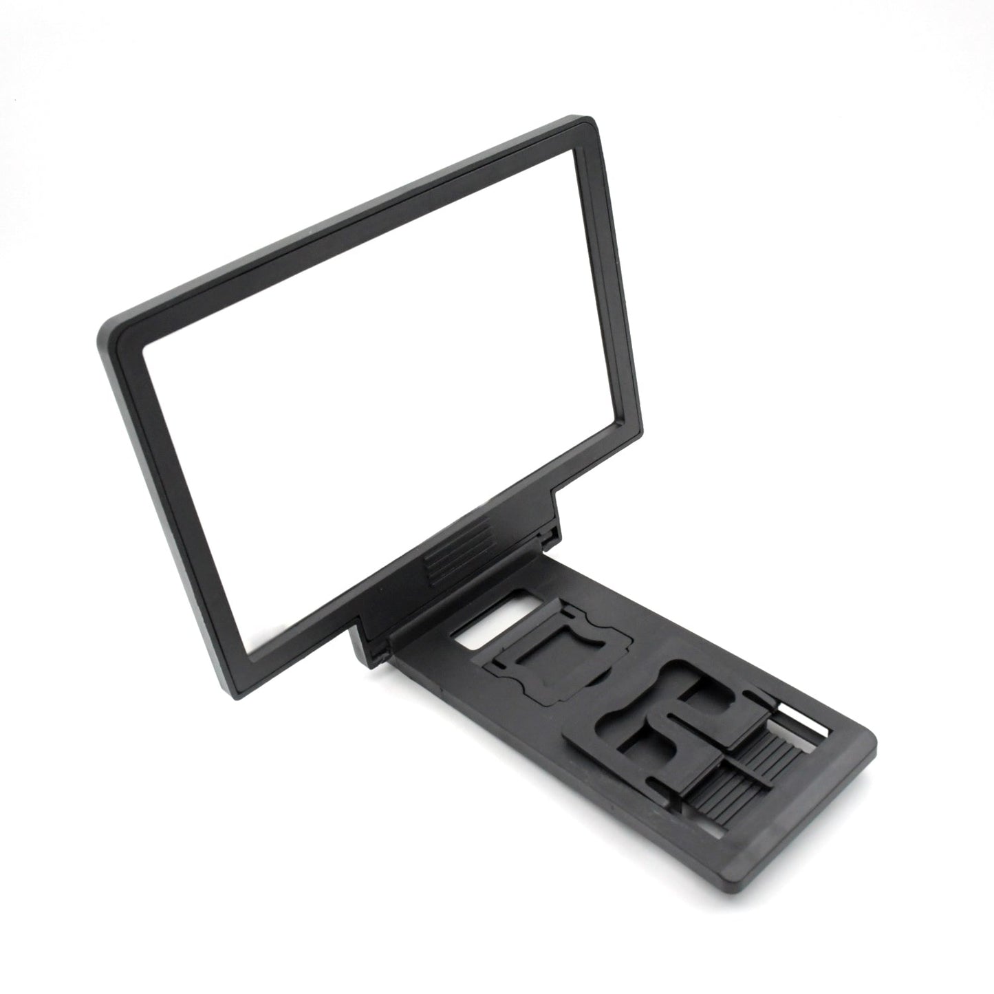 Close-up of 3D video screen magnifier, ideal for hands-free mobile viewing