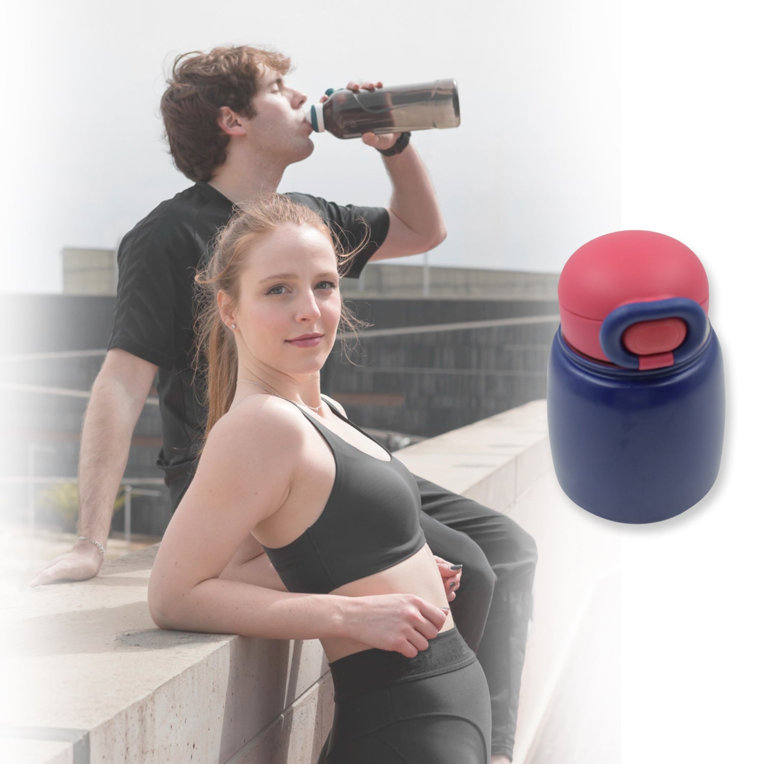 Leakproof water bottle with steel lining and strap, ideal for travel and office