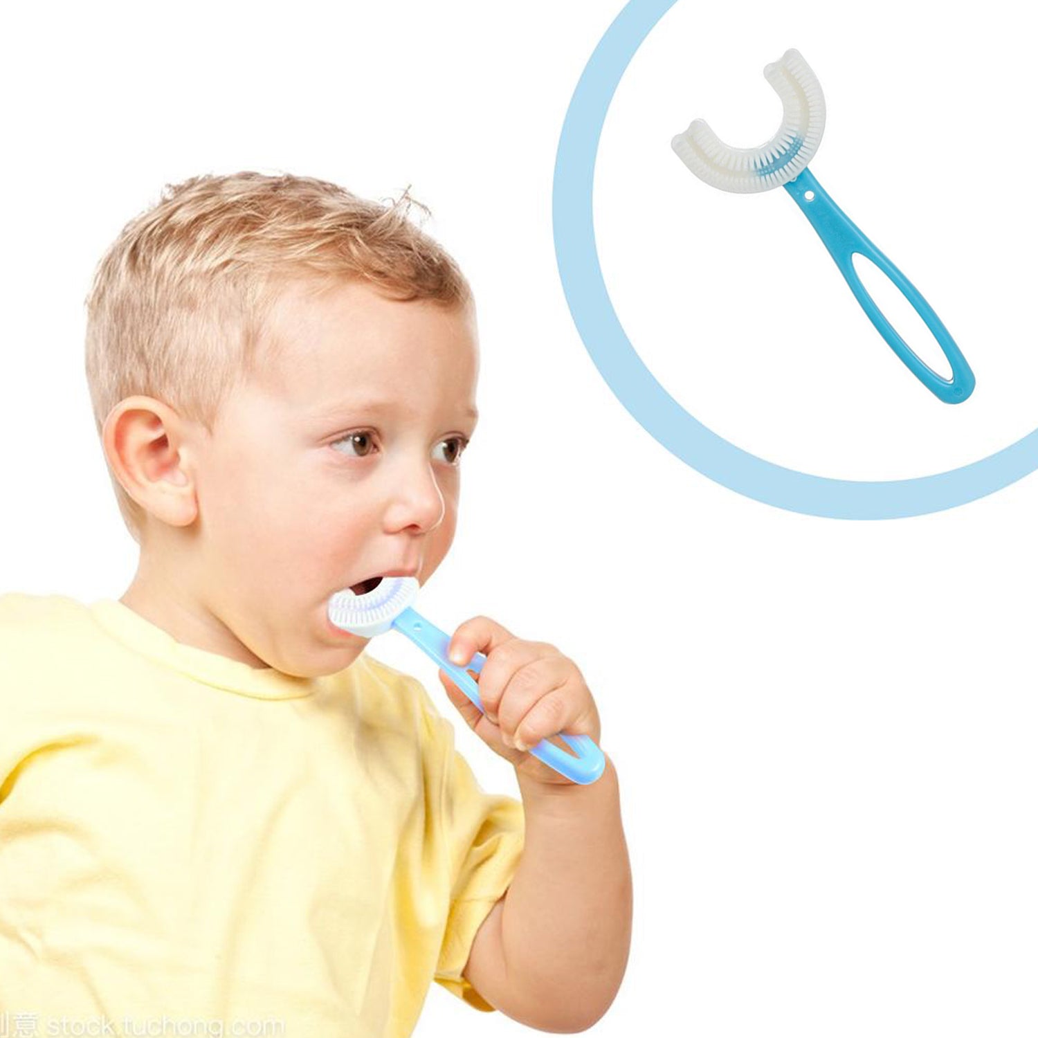 Comfortable large toothbrush for kids, U-shaped design