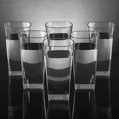 Square plastic tumblers for water or juice