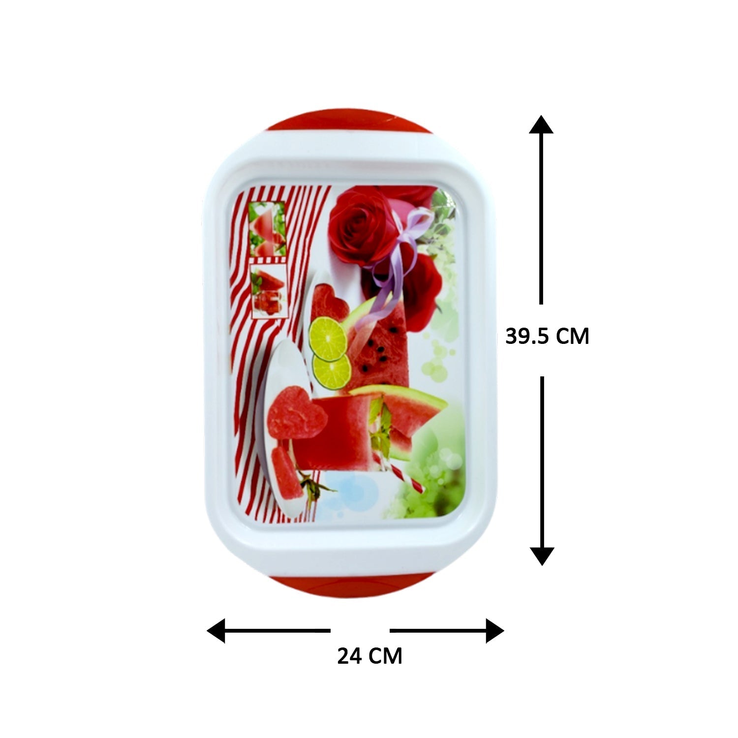 Plastic tray, large size, ideal for various kitchen and general uses.