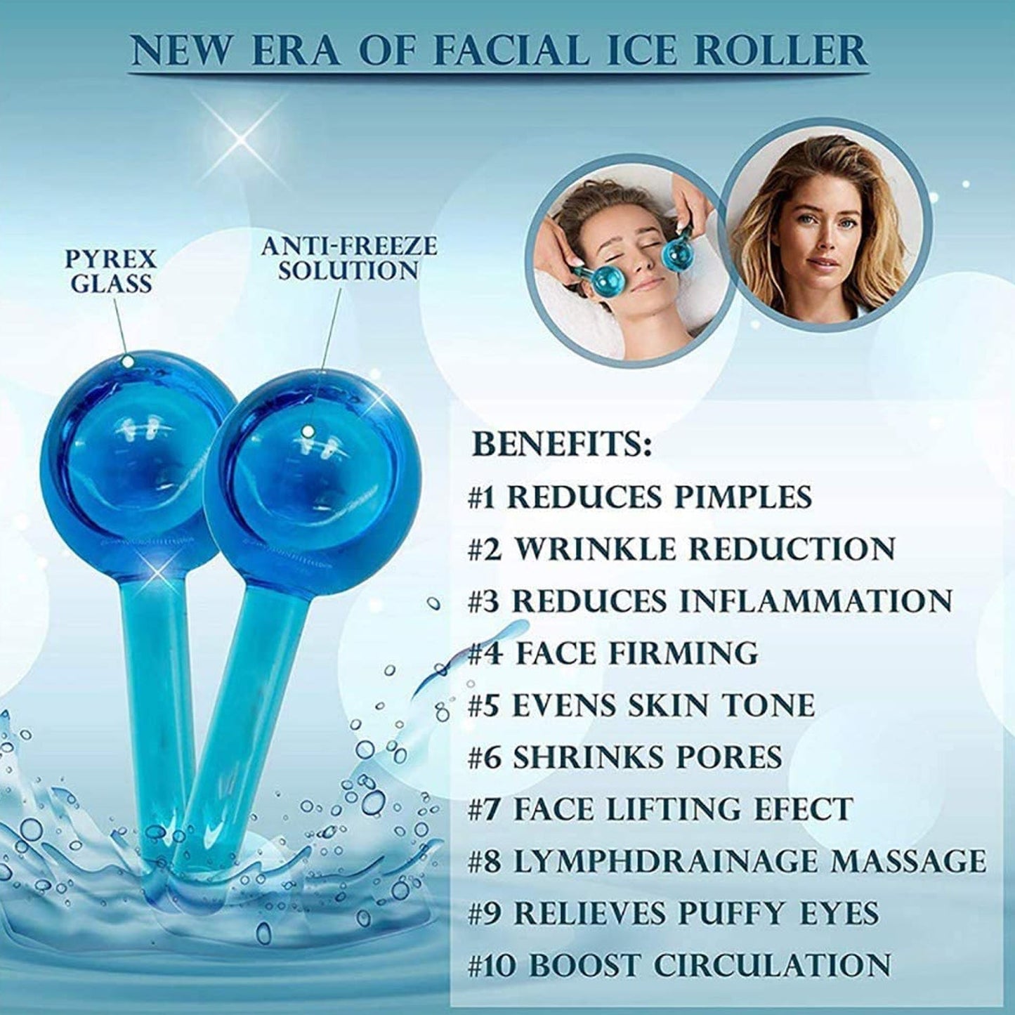 Cooling crystal ice ball for facial and eye massage