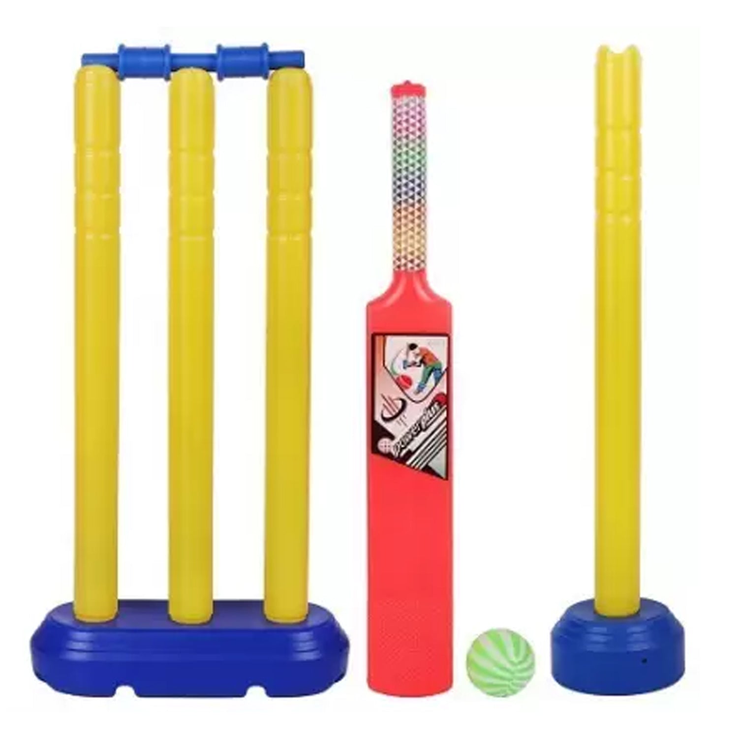 Plastic cricket set for kids with bat, ball, and stumps