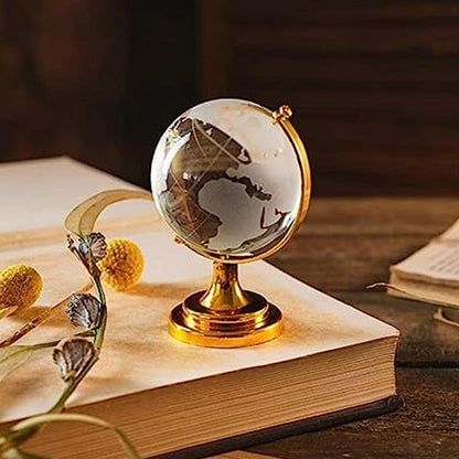 Crystal Globe / World Map 50 mm with Golden Stand (1 Pc)