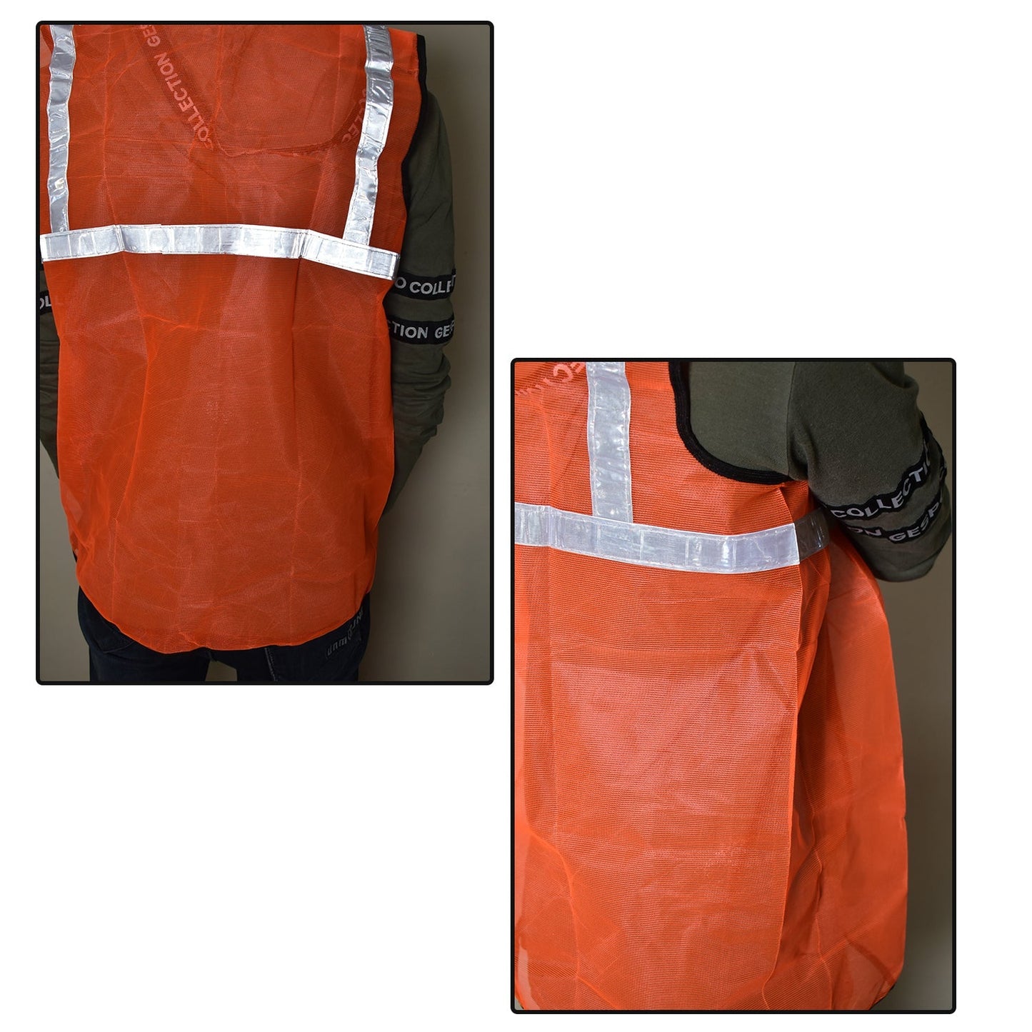 Orange jacket for safety with reflective elements for construction