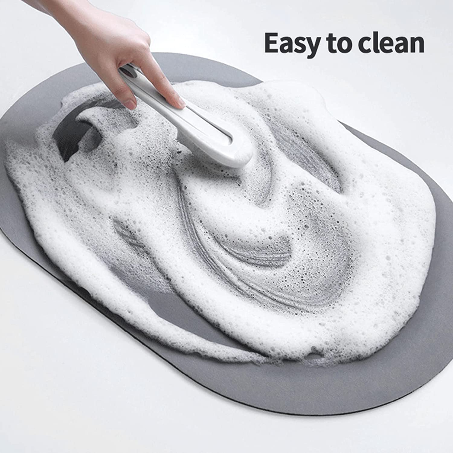 Comfortable bath mat with dirt-resistant design.