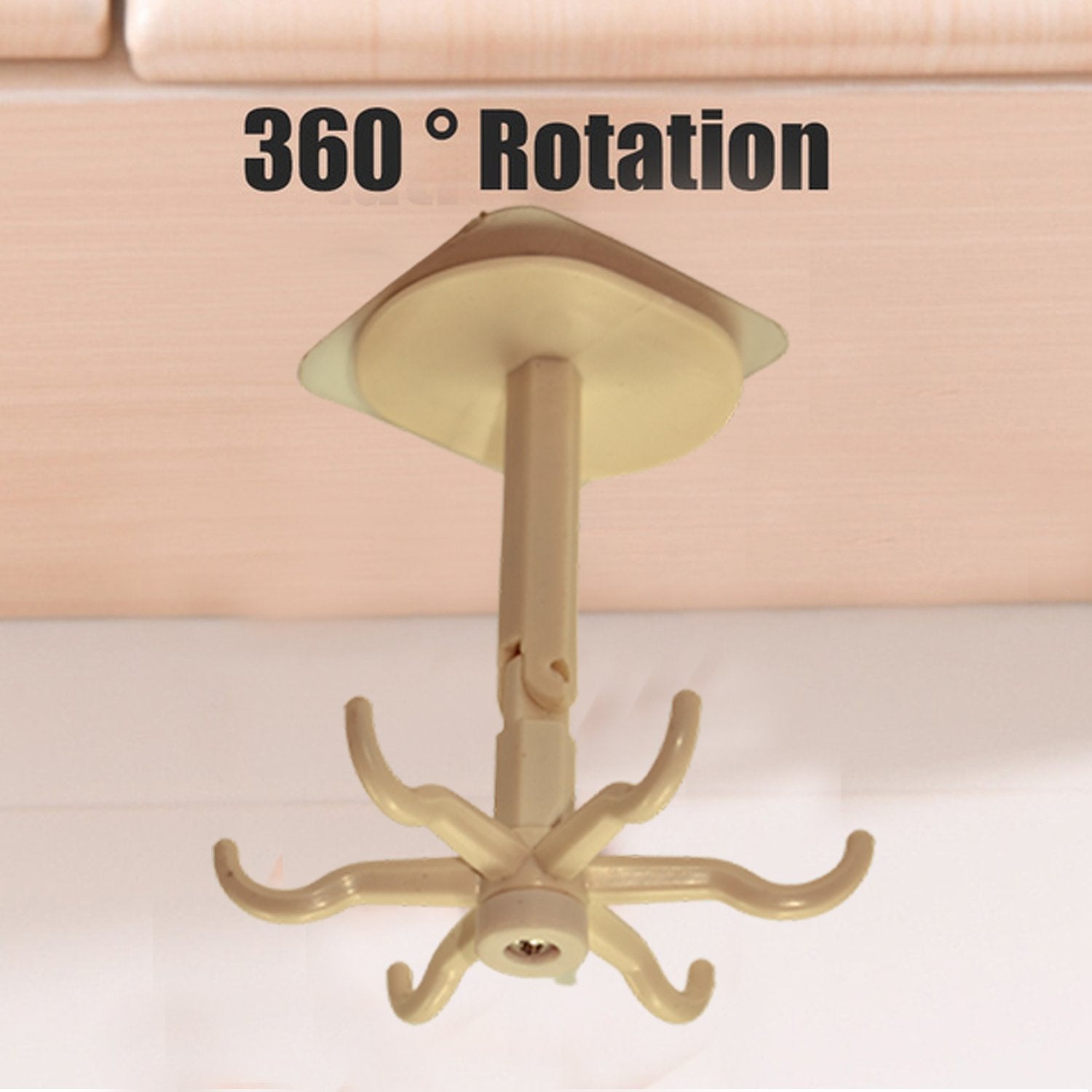 Self-adhesive rotating hook for easy installation