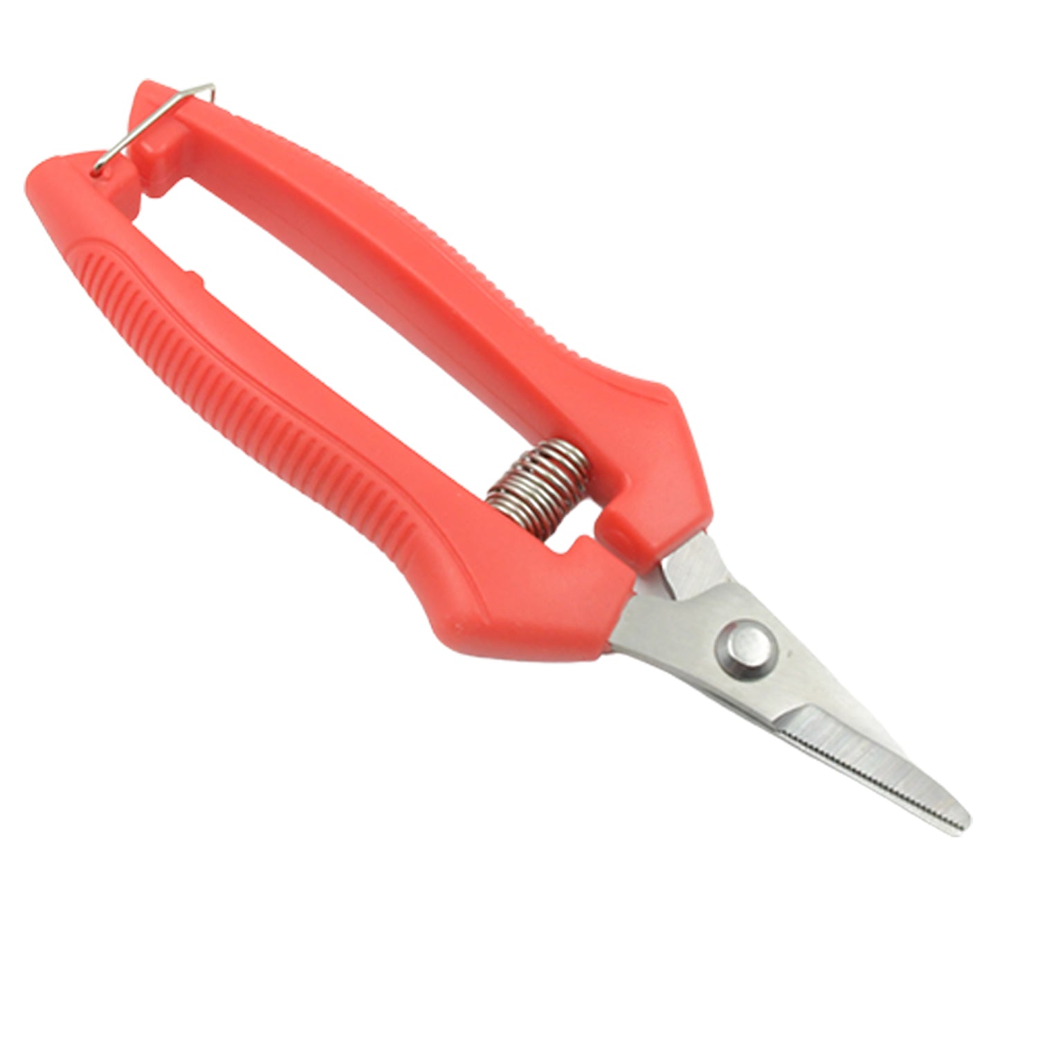 Sturdy trimming scissors with stainless steel blades, for gardening and plant care.