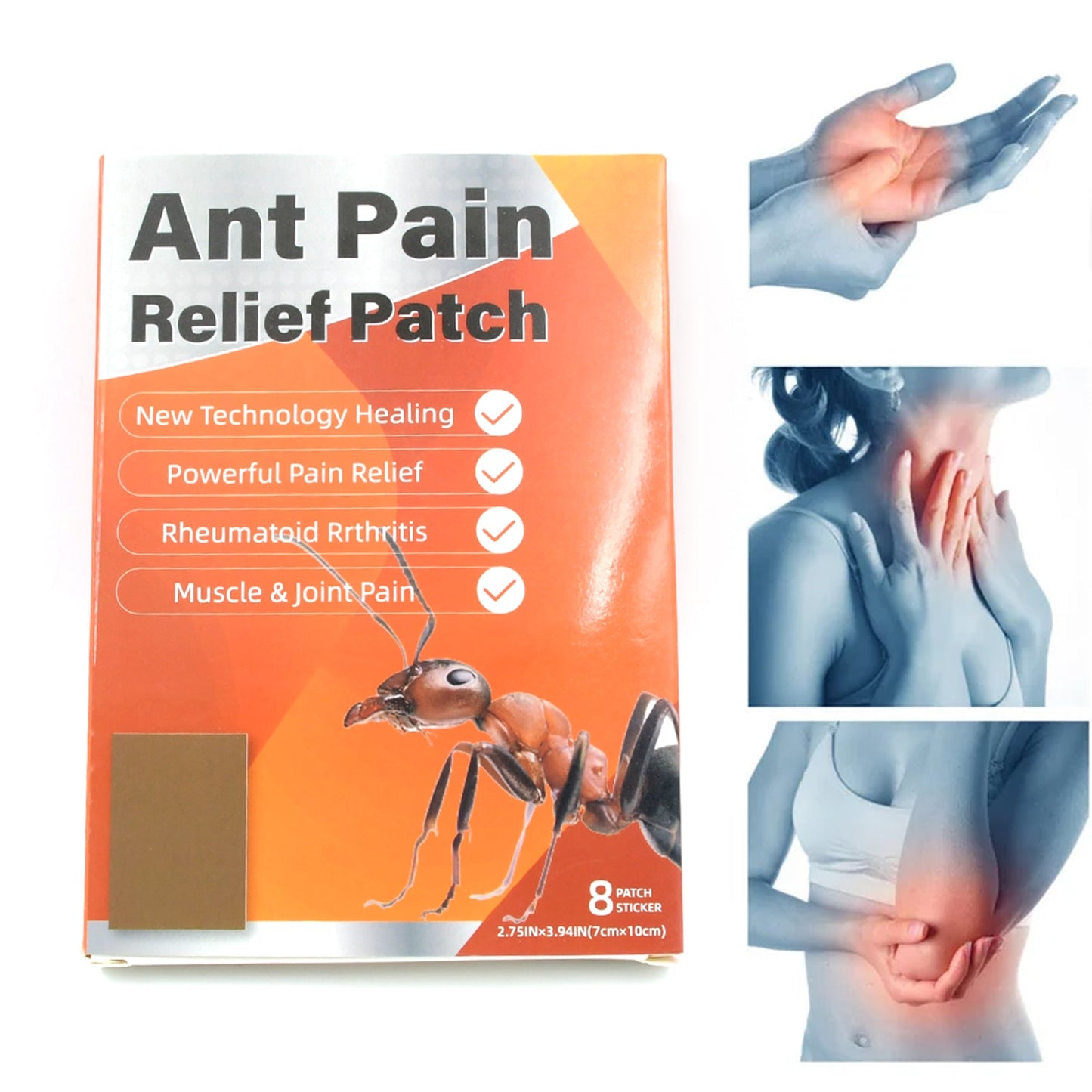 Ant Pain Relief Patch - Pack of 8 Patches | Instant Relief from Muscular Pain & Joint Pain| Natural Pain Relief Patches | Powerful Pain Relief, No Side Effects, Gym Equipment