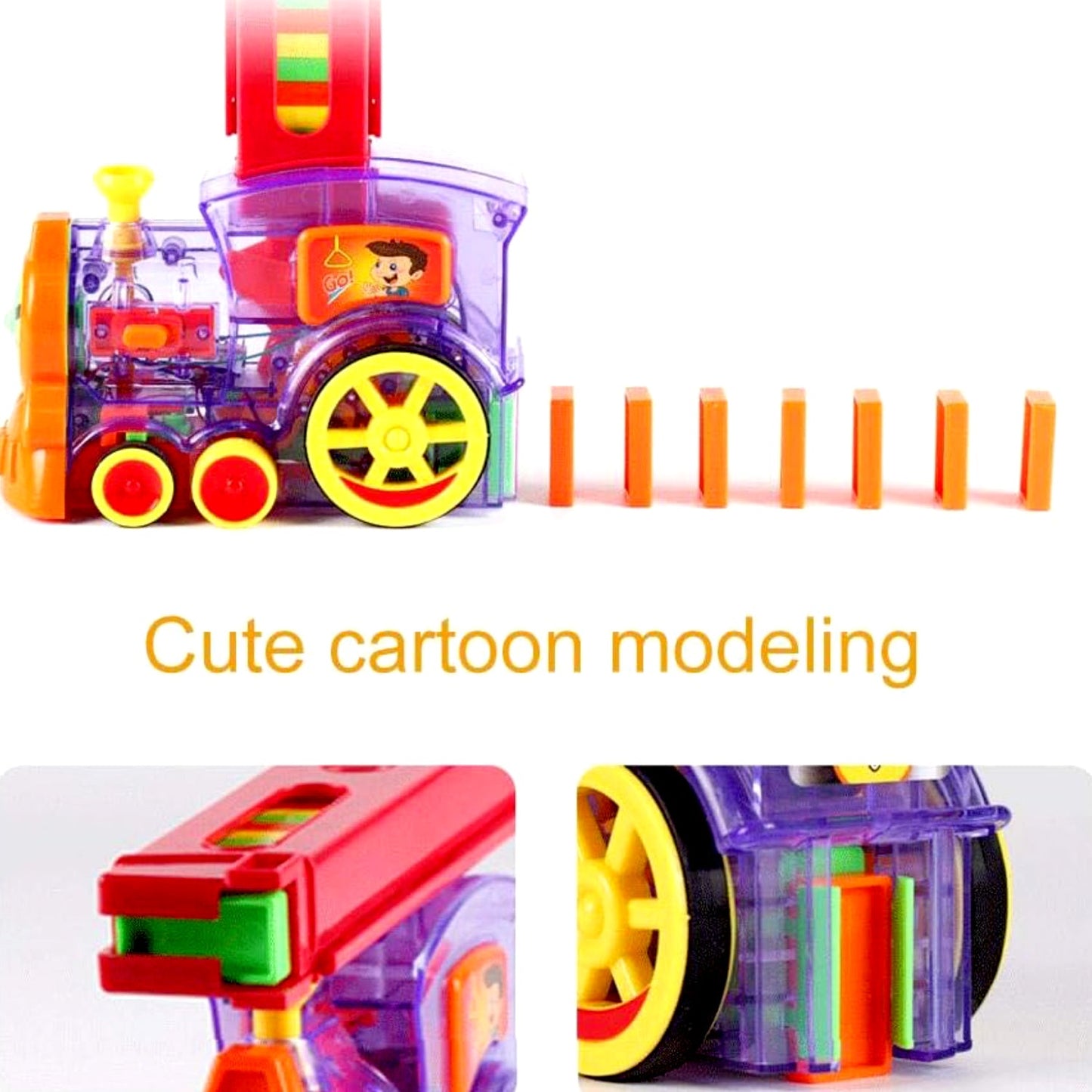 Play Game Transparent Funny Train Engine with Blocks Set 60 Blocks Toy with Music and Lights Automatic Blocks Toy Train Set for Kids ( Batteries not included)