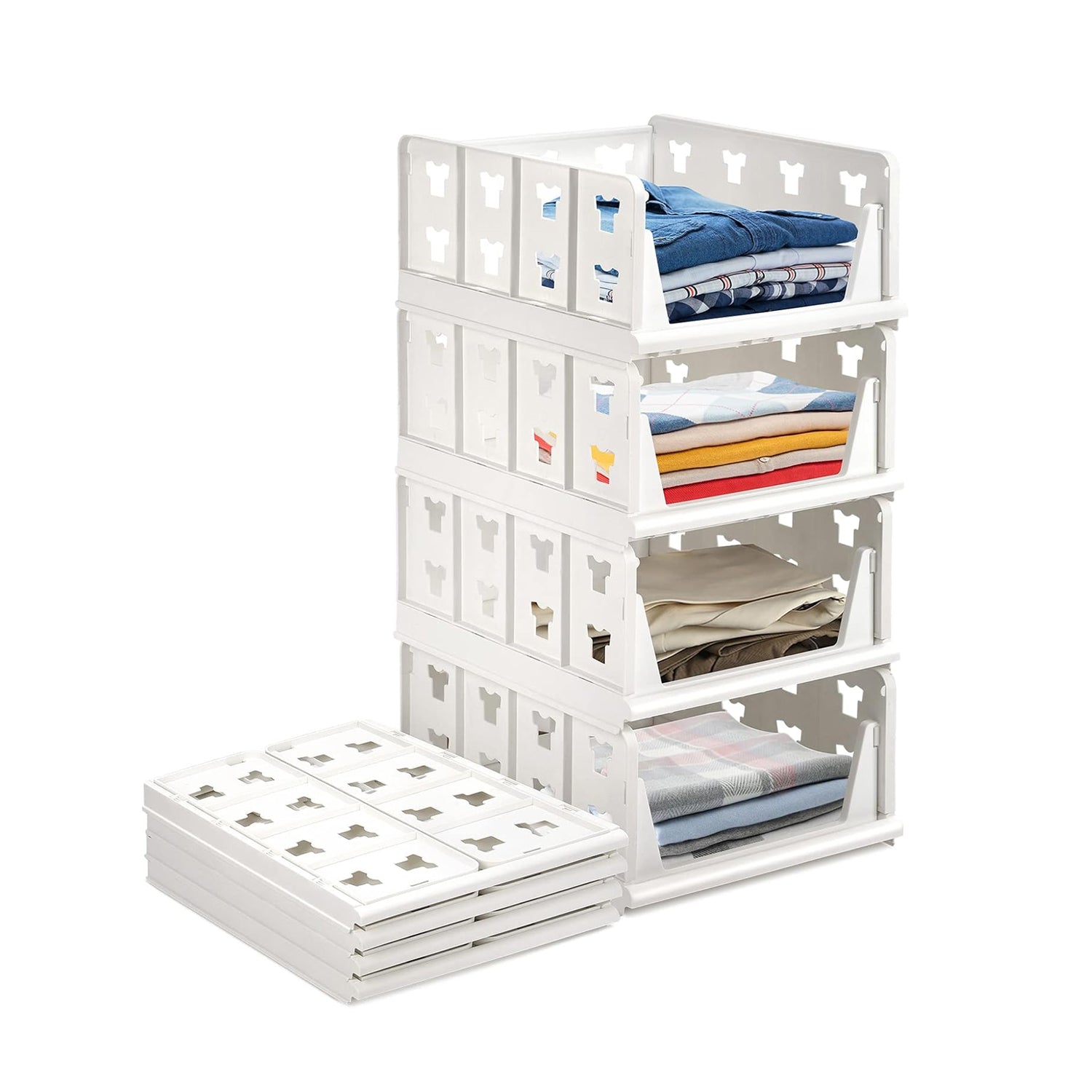 4-layer stackable storage cart, foldable for various needs