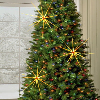 3D Gold Star Hanging Decoration Star, Acrylic Look  Hanging Luminous Star for Windows, Home, Garden Festive Embellishments for Holiday Parties Weddings Birthday Home Decoration (Small)