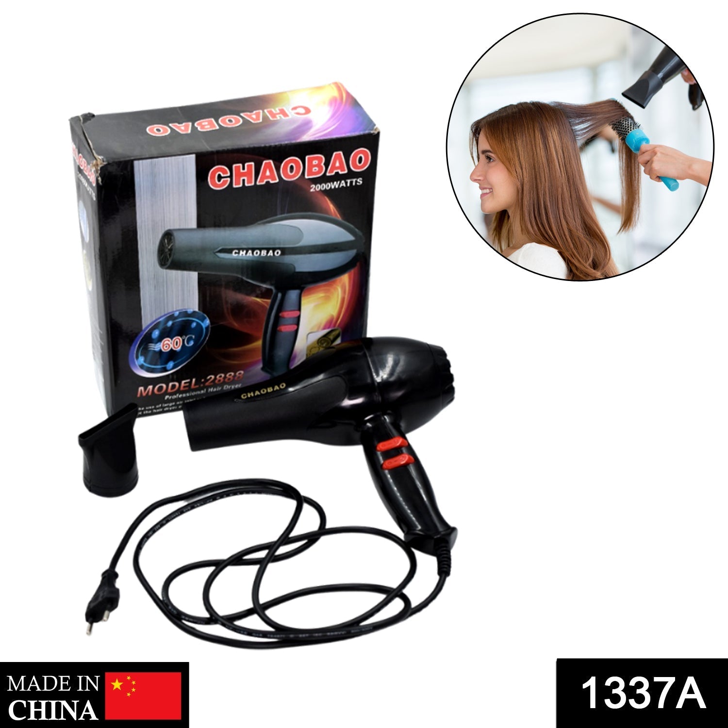 Stylish hair dryer for professional use, ideal for men and women.