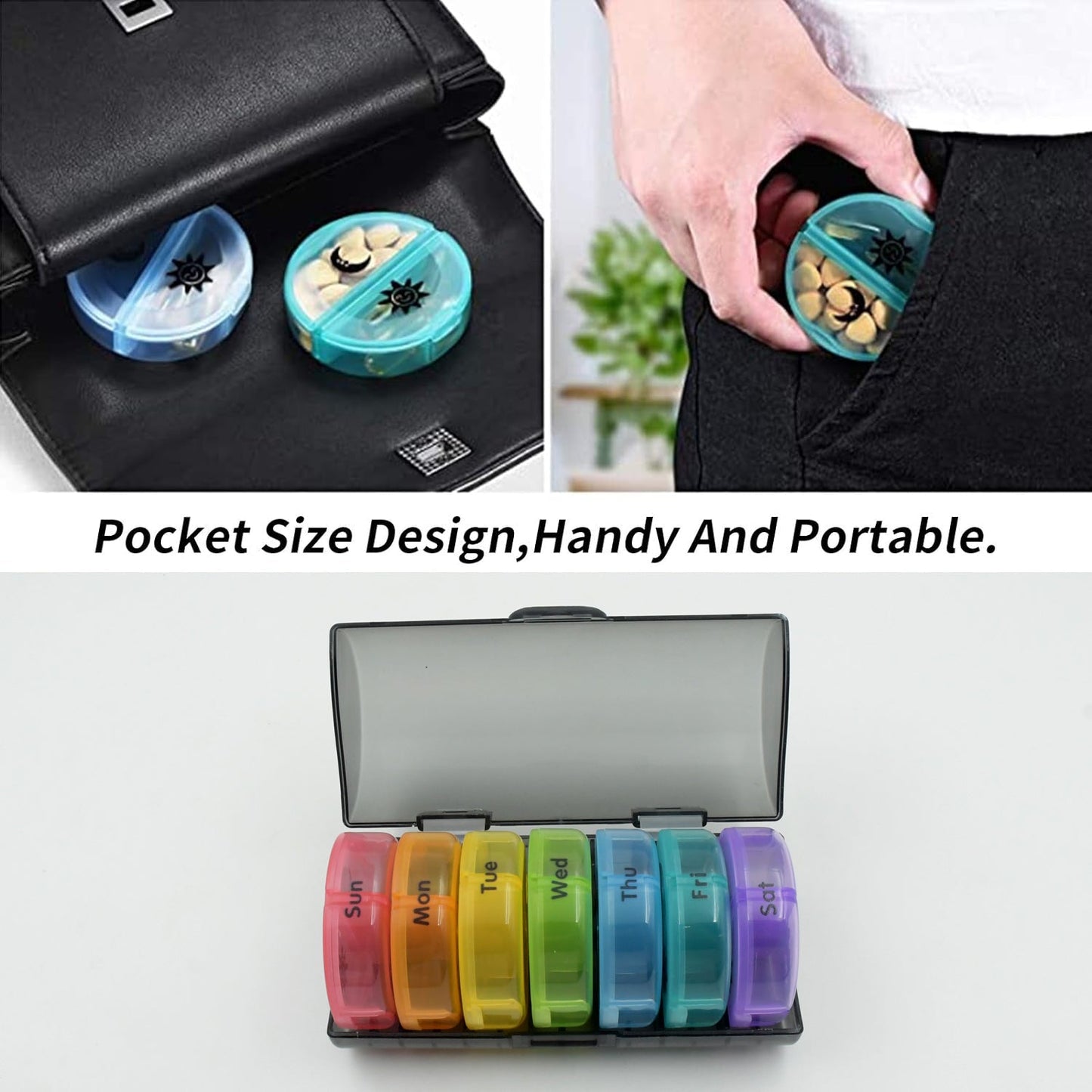 7-day pill organizer with two compartments per day