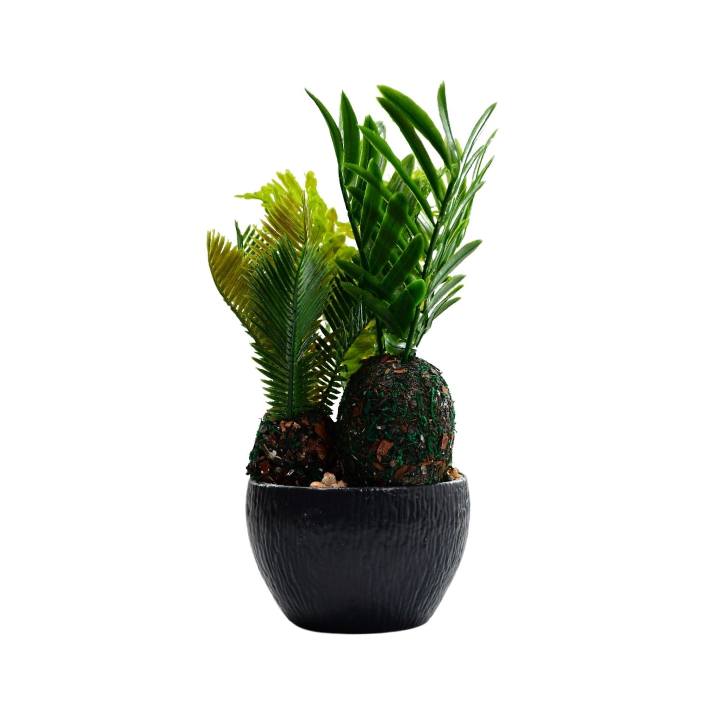 Artificial plant in a modern pot with green leaves