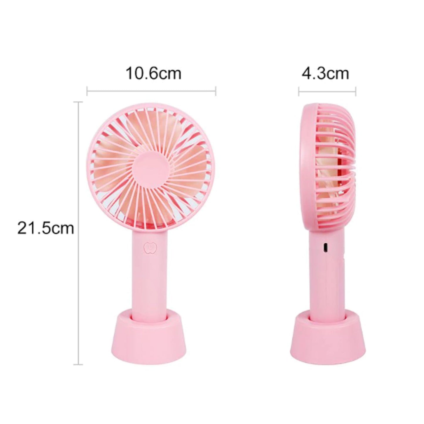 Battery-operated handheld fan, suitable for use at home or office during hot weather.