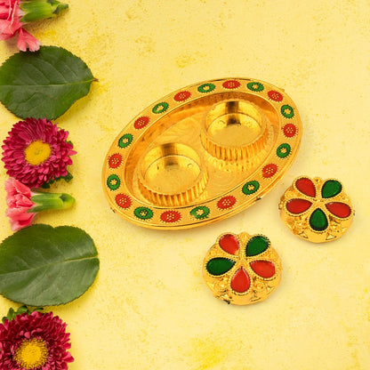 Oval Shape Special Puja Thali (1 Pc / Mix Design)