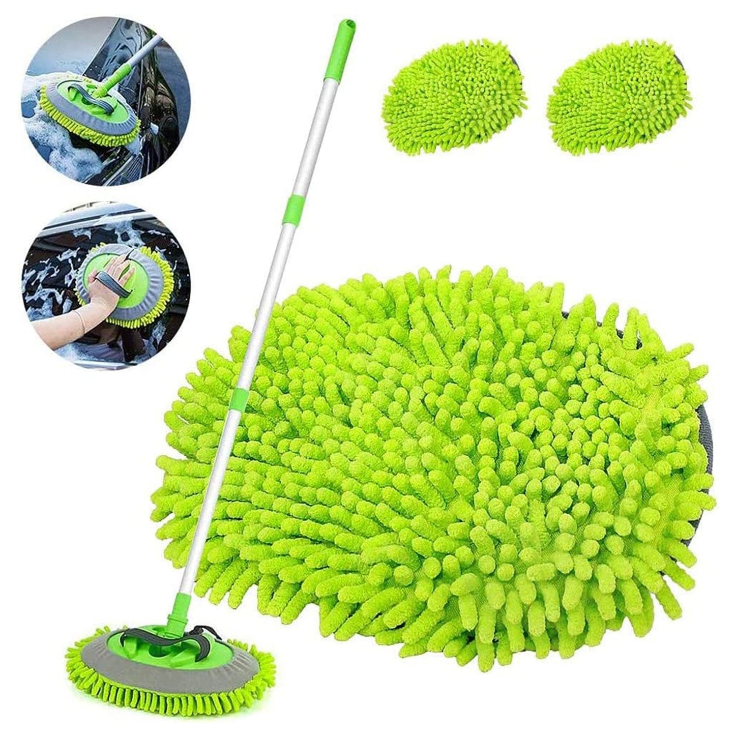 Microfiber duster with extendable handle for car and home use