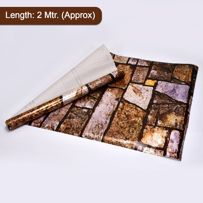 3D decorative wall paper on a kitchen shelf