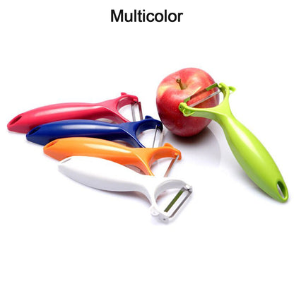 Versatile peeler for preparing fruits and vegetables in the kitchen.