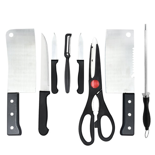 8-piece kitchen knife set with various blade types