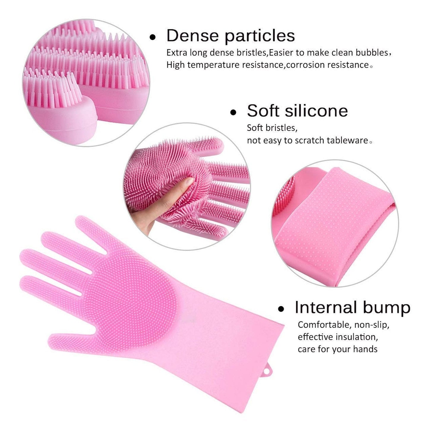 Reusable silicone gloves for dishwashing