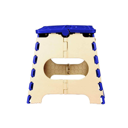 Versatile plastic step stool, foldable with a handle, suitable for both kids and adults.