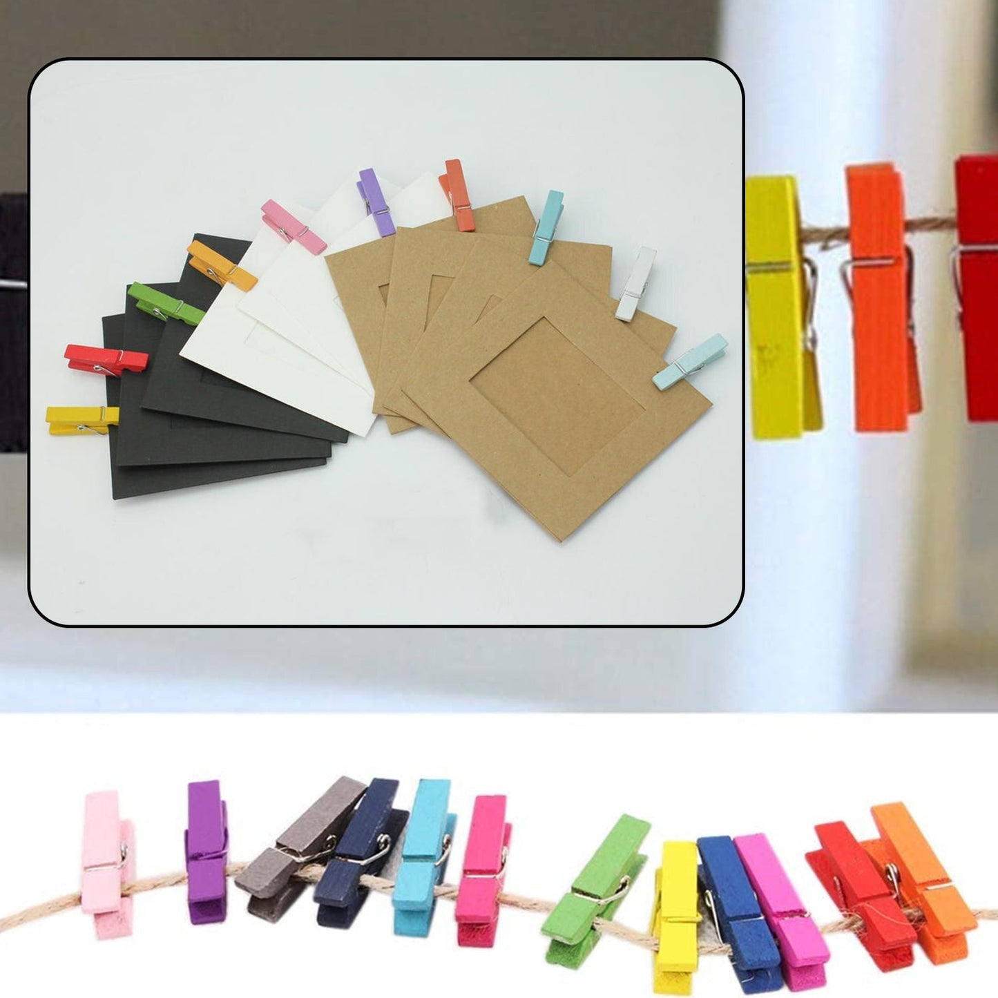 Wooden clips, pack of 10, ideal for organizing and decorating.