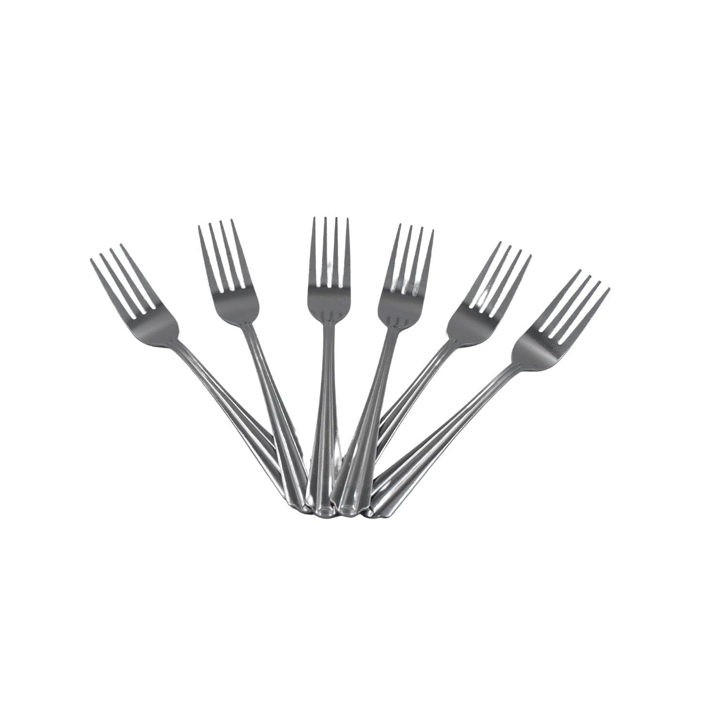 Six-piece fork set made of high-quality steel, suitable for home dining.