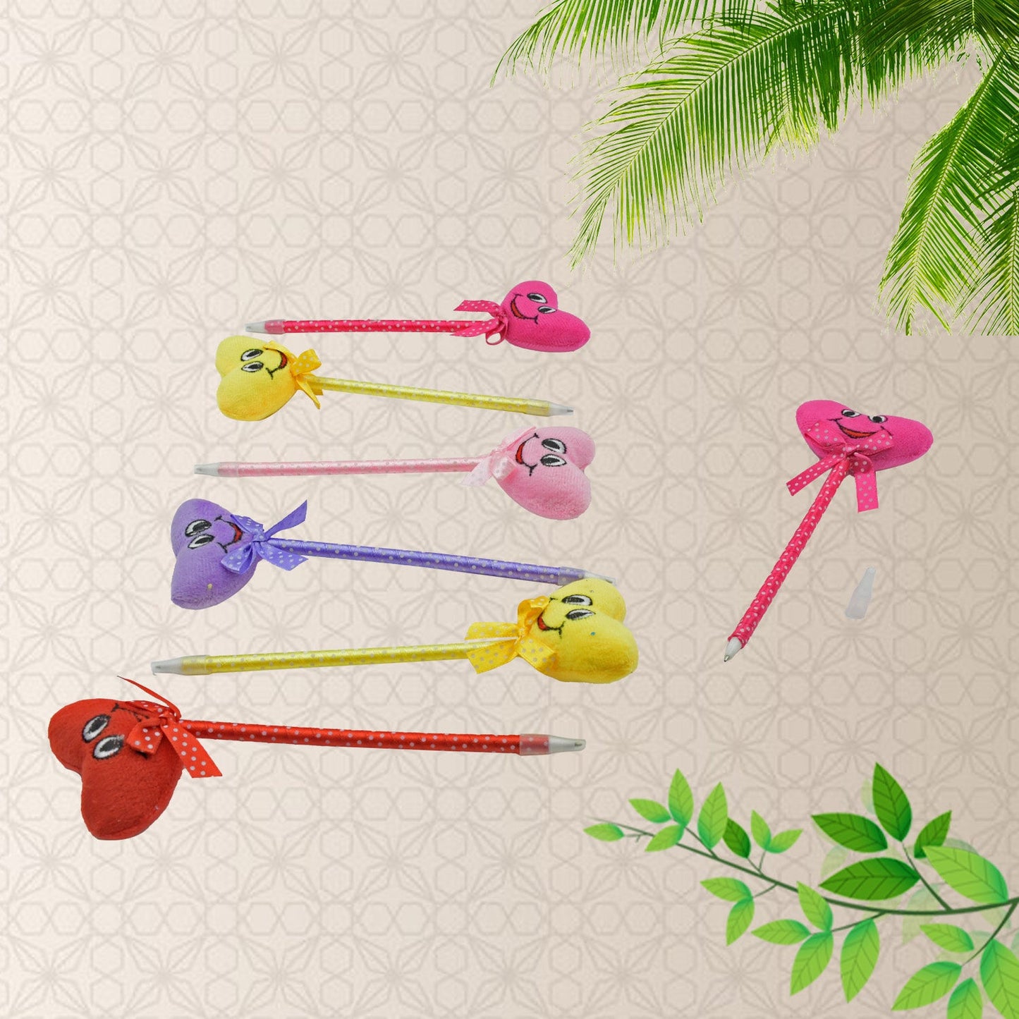 Cute Cartoon Shape & Heart Design Facy Writting Pen Attached Rattle | Ball Pen Smooth Writing For Wedding , Events & Multiuse Pen  Best Pen l Use for Kids (12 Pcs Set Mix Design & Color)