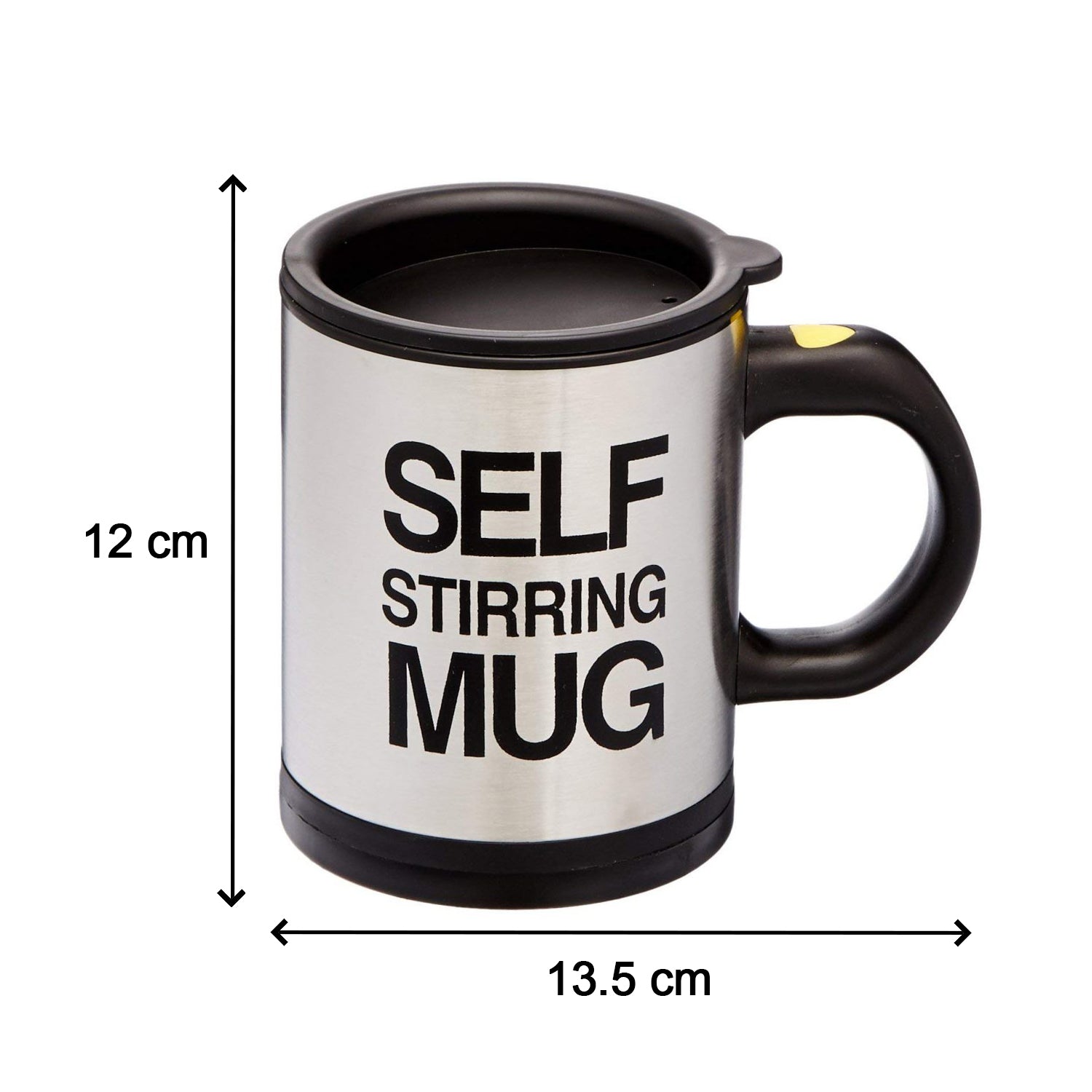 Functional self-stirring mug for hassle-free mixing of coffee and other drinks.