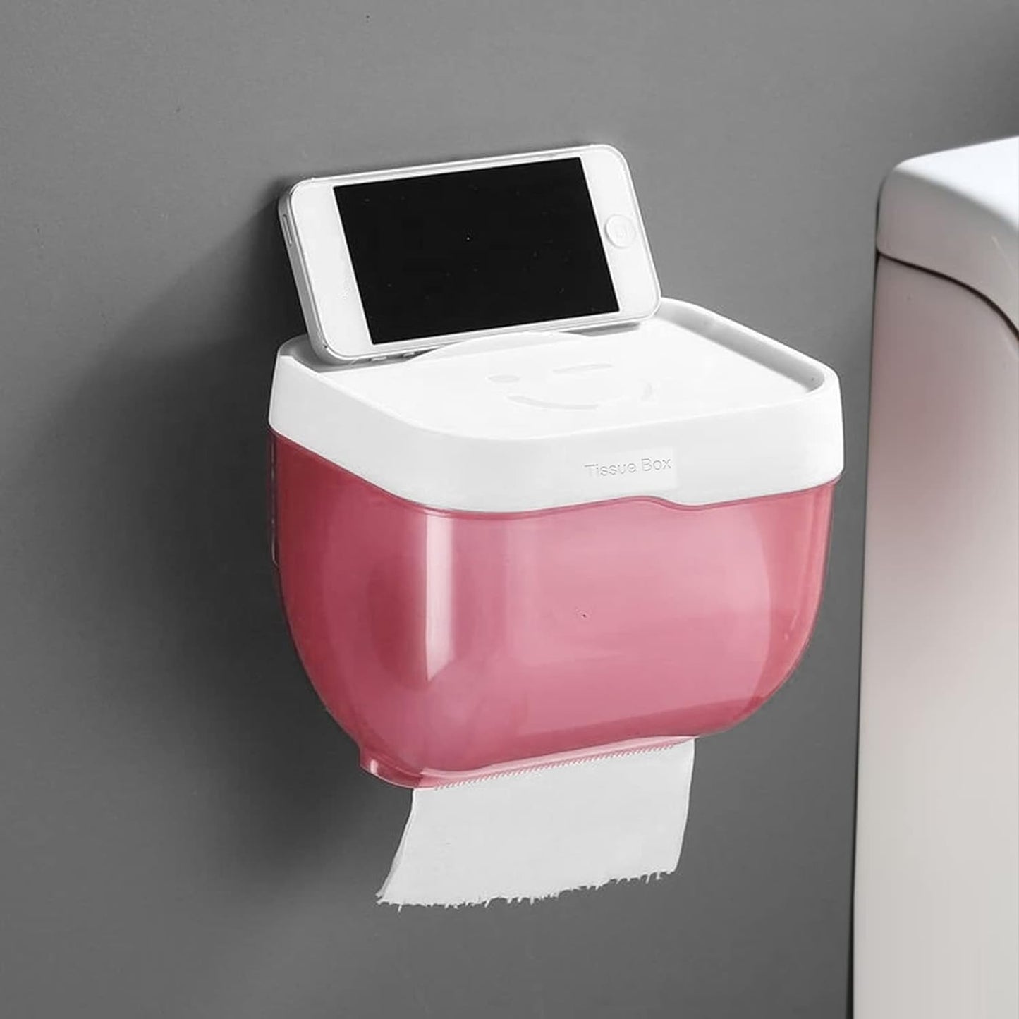 2-in-1 tissue dispenser and phone holder, self-adhesive