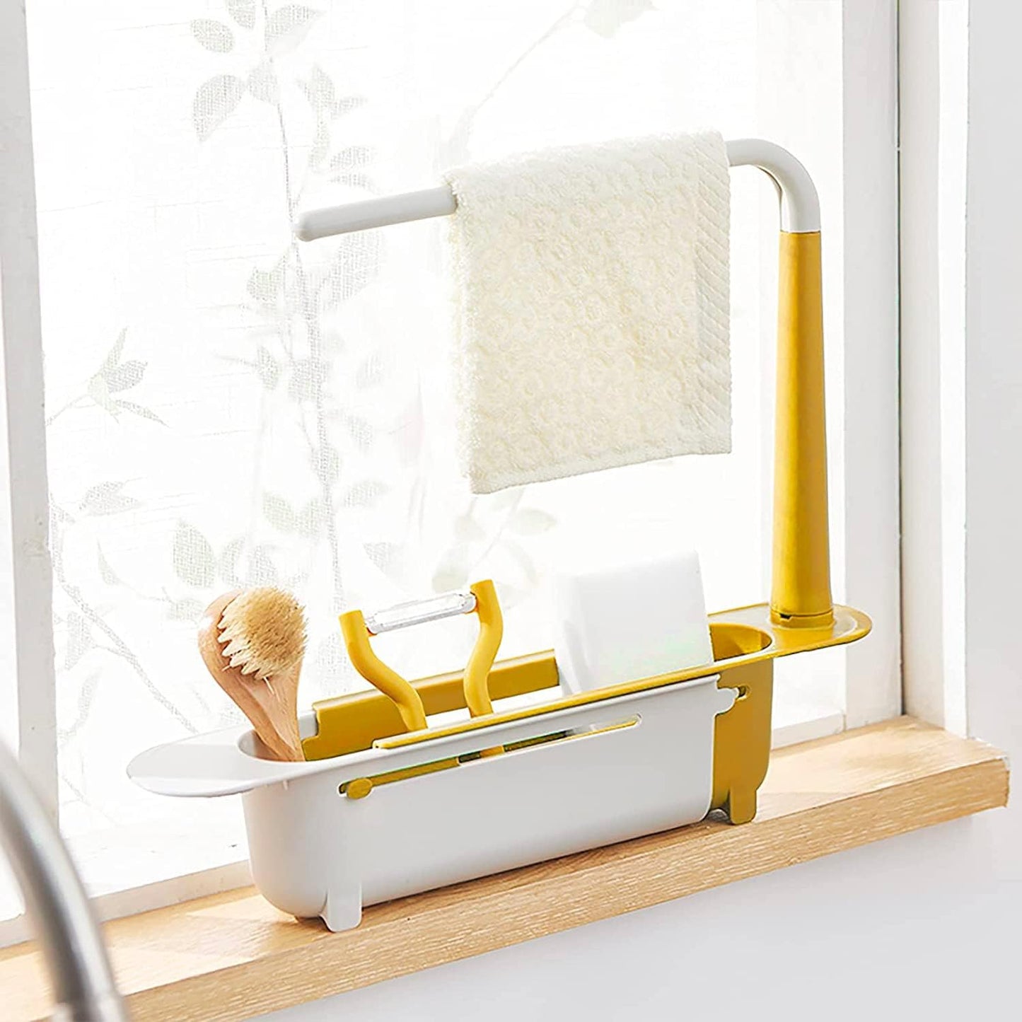 Telescopic Sink Storage Rack Material Kitchen Rag Rack Dishwashing Organizer Shelf Drain Basket Pp Under Sink Organizers ( Mic Color 1 Pc)