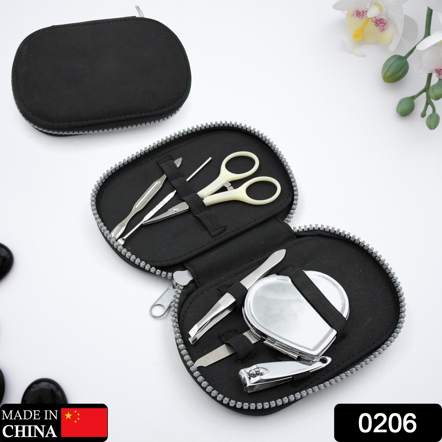 Manicure set with stainless steel tools and case