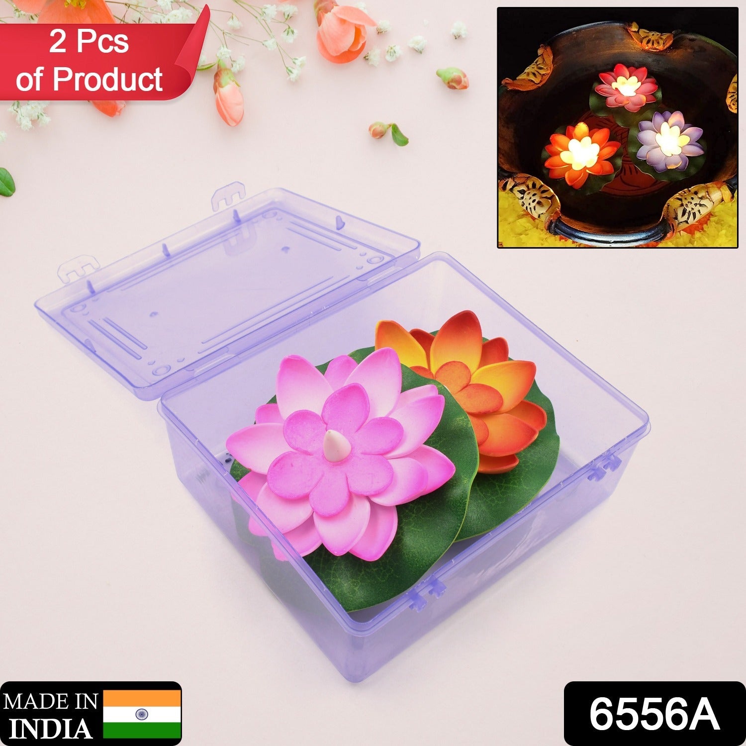 LED lotus candles with smokeless feature for home décor