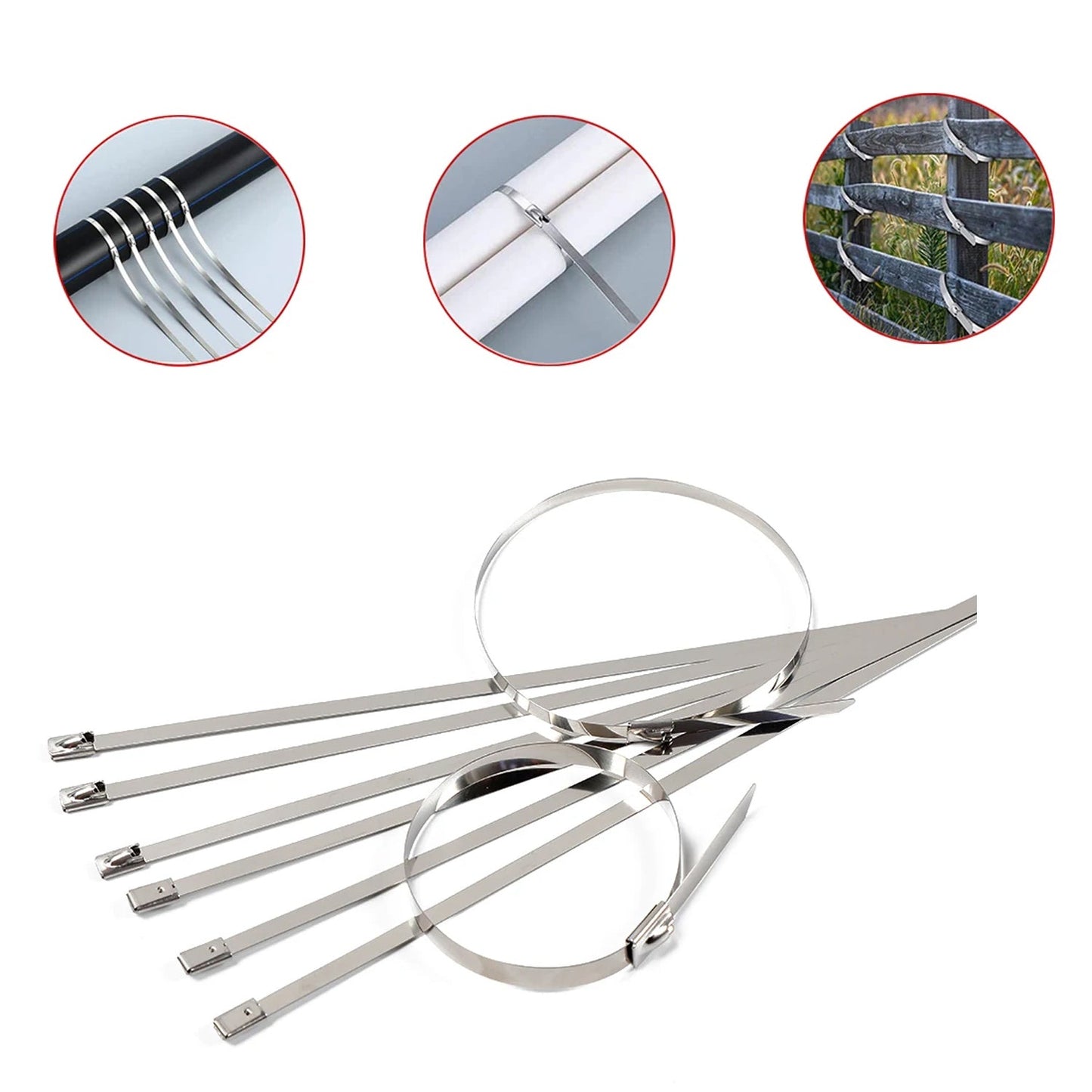 Stainless Steel Cable TIE Used for Solar, Industrial and Home Improvement Multipurpose HIGH Strength, Self-Locking Zip Ties, Multi-purpose Tie, Portable Rustproof 100Pcs Wide Application Zip Tie Set for Building (100 pcs Set / 4.6x200MM)